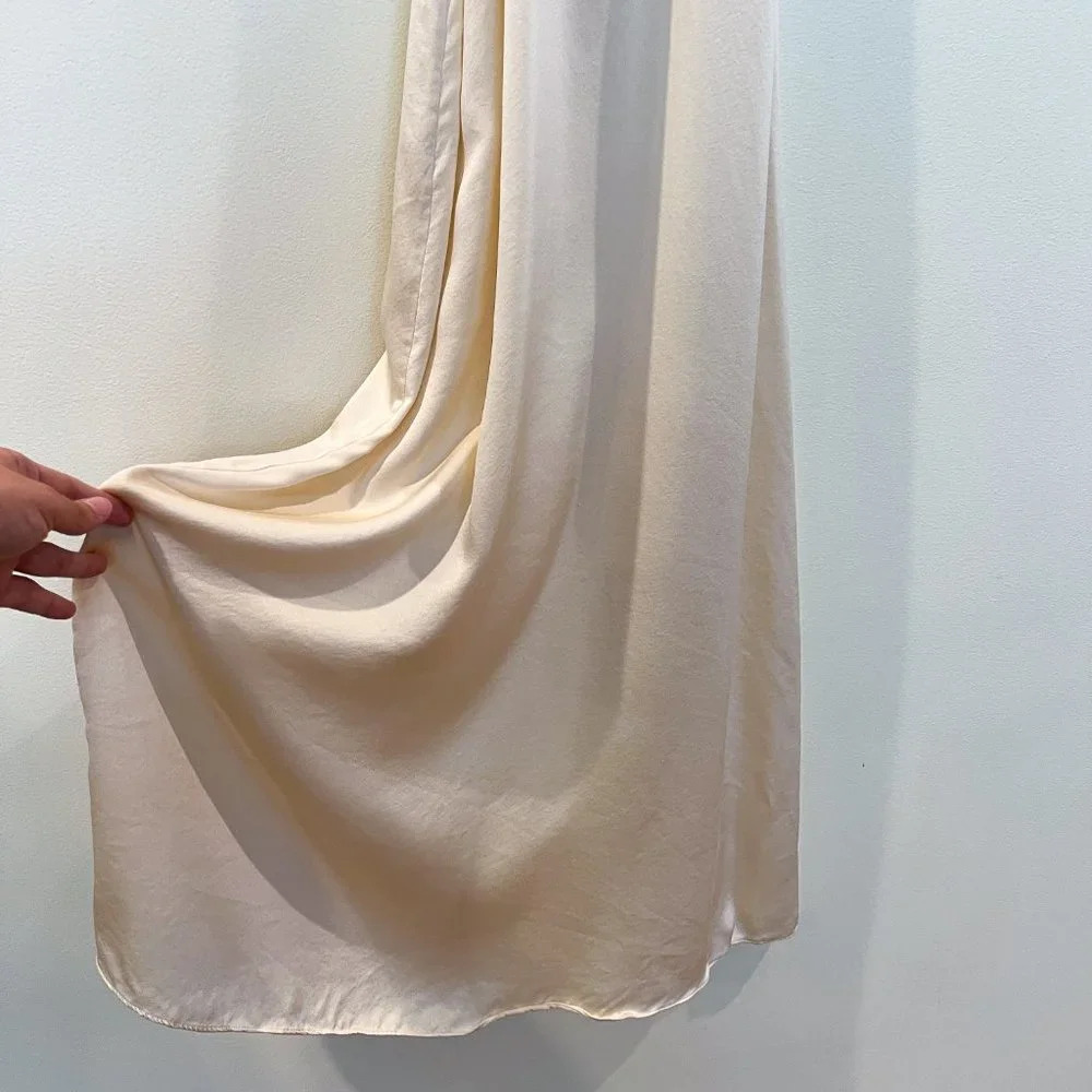 LNA Silk Blend Cream Halter Open Back Formal Classic Satin Maxi Dress Medium - Picture 3 of 12